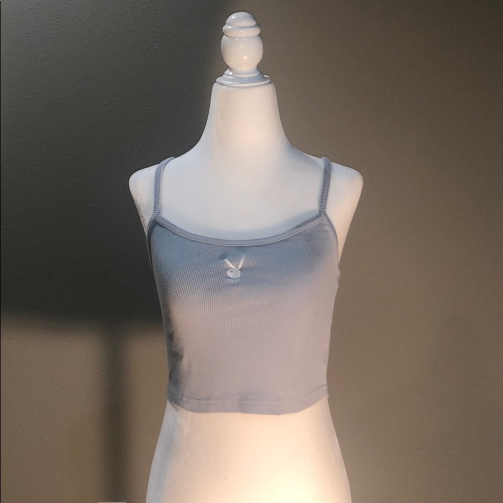 Light Blue Playboy Bunny Crop Tank Size S